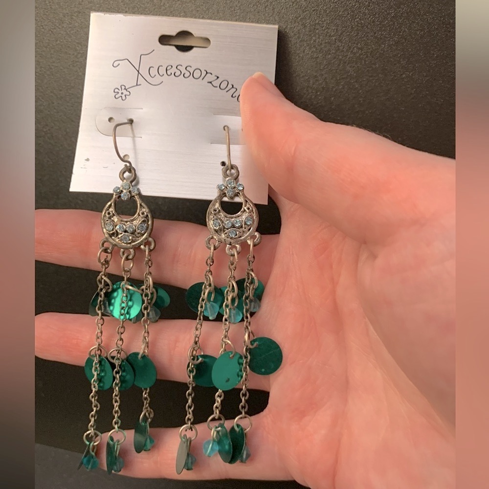 Teal Dangling Earrings